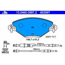 13.0460-3997.2 ATE Комплект тормозных колодок, дисковый тормоз