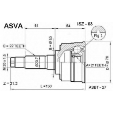 ISZ-03 ASVA Шарнирный комплект, приводной вал