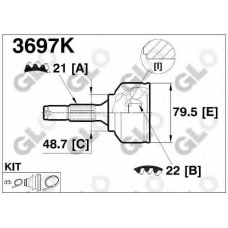 3697K GLO Шарнирный комплект, приводной вал