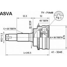 TY-71A48 ASVA Шарнирный комплект, приводной вал