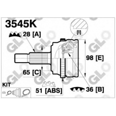 3545K GLO Шарнирный комплект, приводной вал