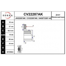 CV22287AK EAI Шарнирный комплект, приводной вал