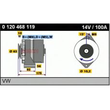 0 120 468 119 BOSCH Генератор 14v, 100 a