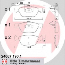 24067.190.1 ZIMMERMANN Комплект тормозных колодок, дисковый тормоз