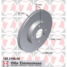 120.2106.00 ZIMMERMANN Тормозной диск