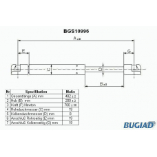 BGS10996 BUGIAD Газовая пружина, крышка багажник