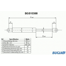 BGS10368 BUGIAD Газовая пружина, крышка багажник