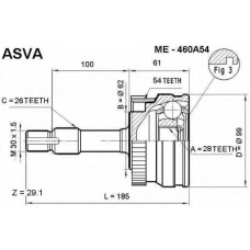 ME-460A54 ASVA Шарнирный комплект, приводной вал