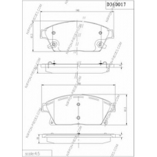 D360O17 NPS Комплект тормозных колодок, дисковый тормоз