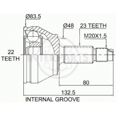 OJ-1621 InterParts Шарнирный комплект, приводной вал