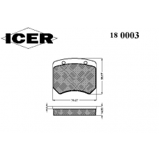 180003 ICER Комплект тормозных колодок, дисковый тормоз