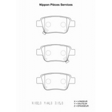 T361A29 NPS Комплект тормозных колодок, дисковый тормоз