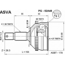 PG-52A48 ASVA Шарнирный комплект, приводной вал