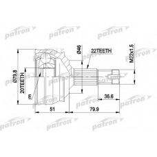 PCV1013 PATRON Шарнирный комплект, приводной вал