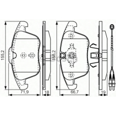 0 986 TB3 201 BOSCH Комплект тормозных колодок, дисковый тормоз