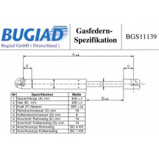 BGS11139 BUGIAD Газовая пружина, крышка багажник