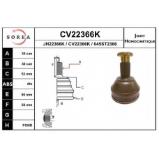 CV22366K EAI Шарнирный комплект, приводной вал