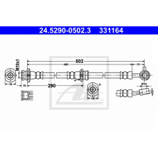 24.5290-0502.3 ATE Тормозной шланг