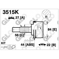 3515K GLO Шарнирный комплект, приводной вал