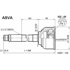 ISZ-05 ASVA Шарнирный комплект, приводной вал