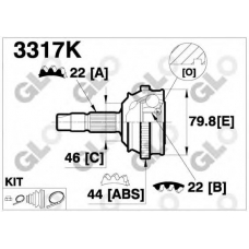 3317K GLO Шарнирный комплект, приводной вал