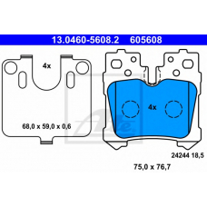 13.0460-5608.2 ATE Комплект тормозных колодок, дисковый тормоз