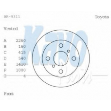 BR-9311 KAVO PARTS Тормозной диск