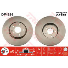 DF4556 TRW Тормозной диск
