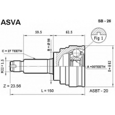 SB-26 ASVA Шарнирный комплект, приводной вал