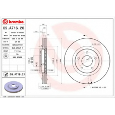 09.A716.21 BREMBO Тормозной диск