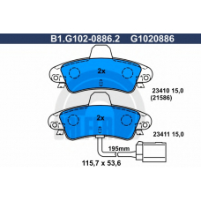 B1.G102-0886.2 GALFER Комплект тормозных колодок, дисковый тормоз