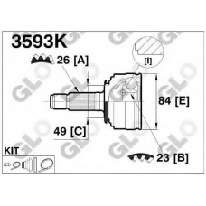 3593K GLO Шарнирный комплект, приводной вал