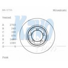 BR-5755 KAVO PARTS Тормозной диск
