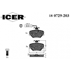180729-203 ICER Комплект тормозных колодок, дисковый тормоз