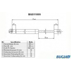 BGS11009 BUGIAD Газовая пружина, крышка багажник