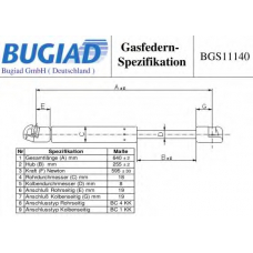 BGS11140 BUGIAD Газовая пружина, крышка багажник