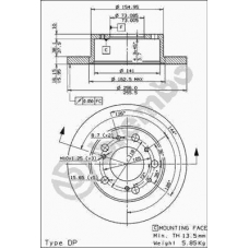 08.3069.14 BREMBO Тормозной диск