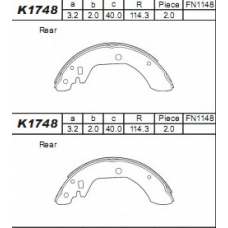 K1748 ASIMCO Комплект тормозных колодок