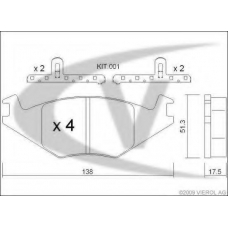 V10-8103 VEMO/VAICO Комплект тормозных колодок, дисковый тормоз