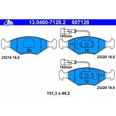 13.0460-7128.2 ATE Комплект тормозных колодок, дисковый тормоз