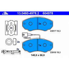 13.0460-4978.2 ATE Комплект тормозных колодок, дисковый тормоз