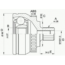 CVJ5376.10 OPEN PARTS Шарнирный комплект, приводной вал