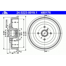 24.0223-0019.1 ATE Тормозной барабан