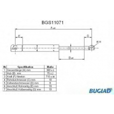 BGS11071 BUGIAD Газовая пружина, крышка багажник