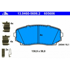 13.0460-5606.2 ATE Комплект тормозных колодок, дисковый тормоз