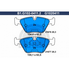 B1.G102-0411.2 GALFER Комплект тормозных колодок, дисковый тормоз