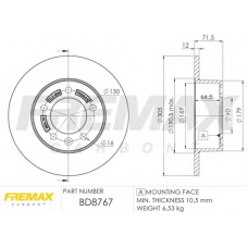 BD-8767 FREMAX Тормозной диск