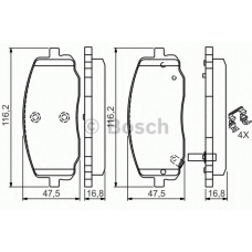 0 986 494 594 BOSCH Комплект тормозных колодок, дисковый тормоз