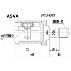 BXIU-E83 ASVA Шарнирный комплект, приводной вал