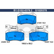 B1.G102-0378.2 GALFER Комплект тормозных колодок, дисковый тормоз